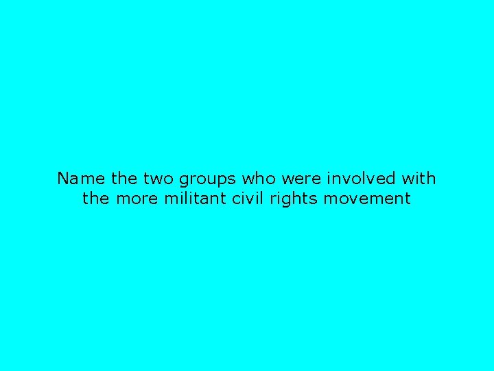 Name the two groups who were involved with the more militant civil rights movement