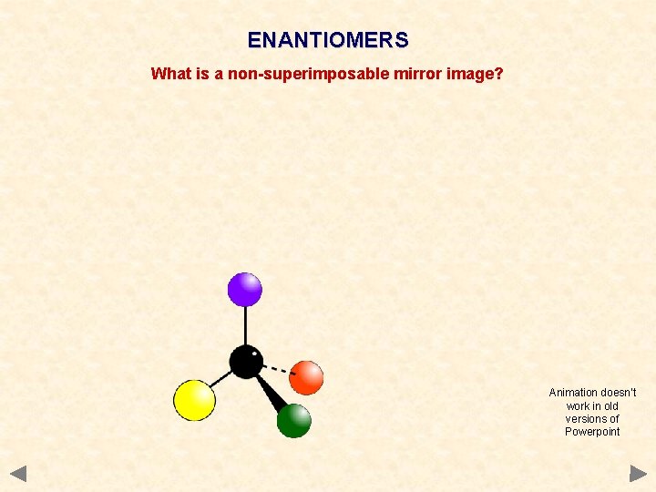 ENANTIOMERS What is a non-superimposable mirror image? Animation doesn’t work in old versions of