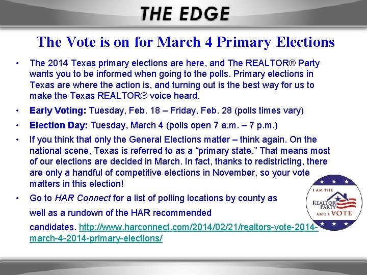 The Vote is on for March 4 Primary Elections • The 2014 Texas primary