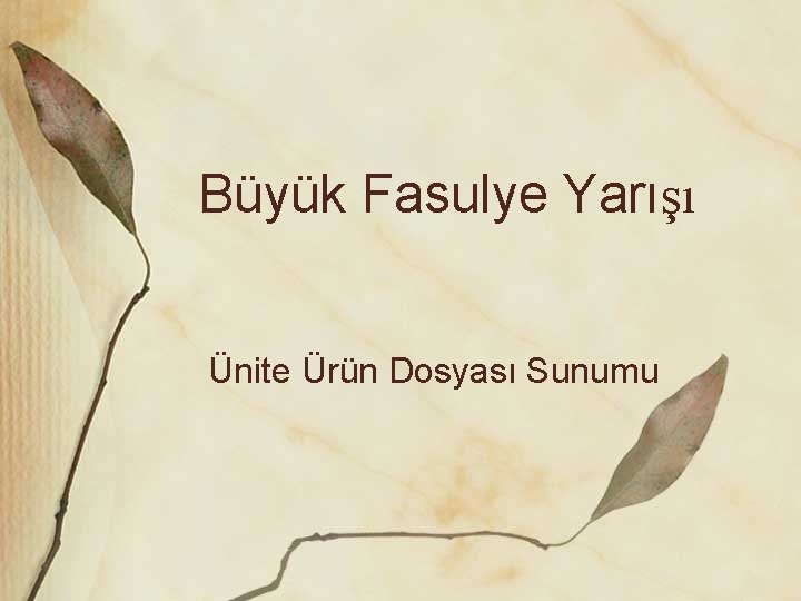 Büyük Fasulye Yarışı Ünite Ürün Dosyası Sunumu 