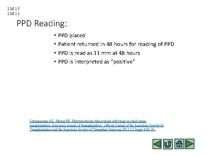 2. M. 1. f 2. M. 1. s PPD Reading: • PPD placed •