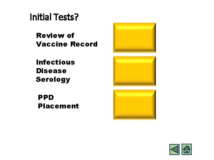 Initial Tests? Review of Vaccine Record Infectious Disease Serology PPD Placement 