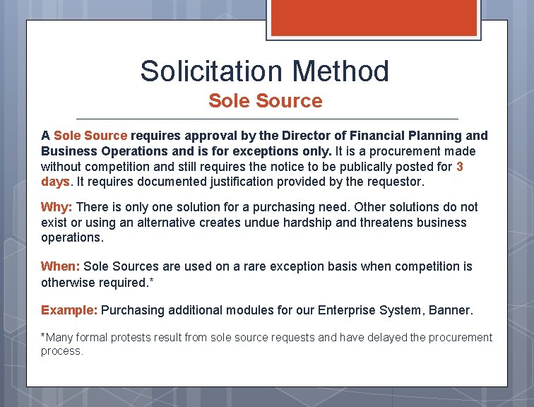 Colorado School of Mines Solicitation Methods Competitive Solicitation