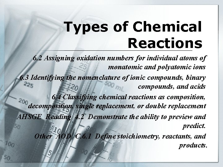 Types of Chemical Reactions 6. 2 Assigning oxidation numbers for individual atoms of monatomic