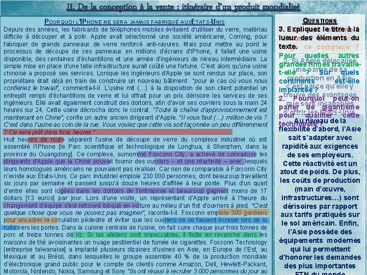 II. De la conception à la vente : itinéraire d’un produit mondialisé POURQUOI L’IPHONE