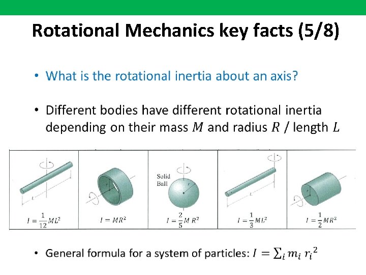 Rotational Mechanics key facts (5/8) 