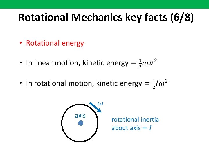 Rotational Mechanics key facts (6/8) axis 
