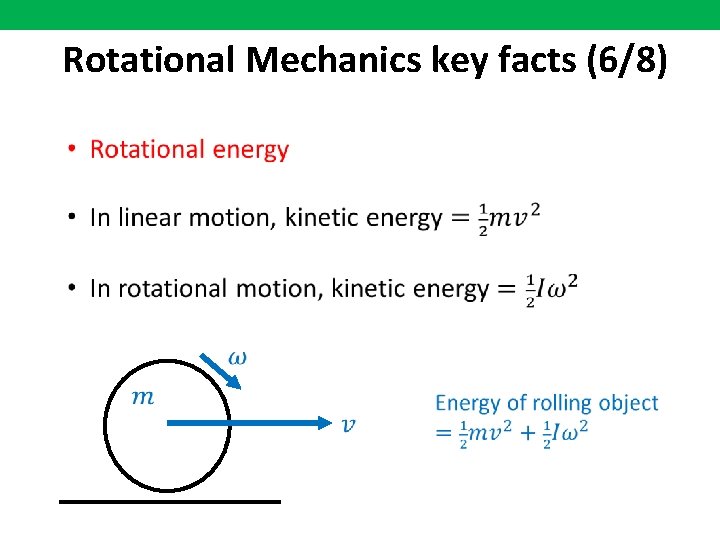 Rotational Mechanics key facts (6/8) 