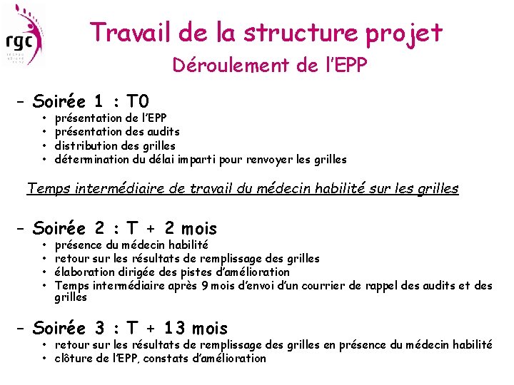 Travail de la structure projet Déroulement de l’EPP – Soirée 1 : T 0