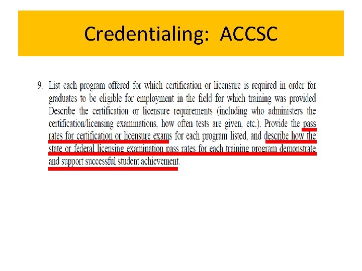 Credentialing: ACCSC 