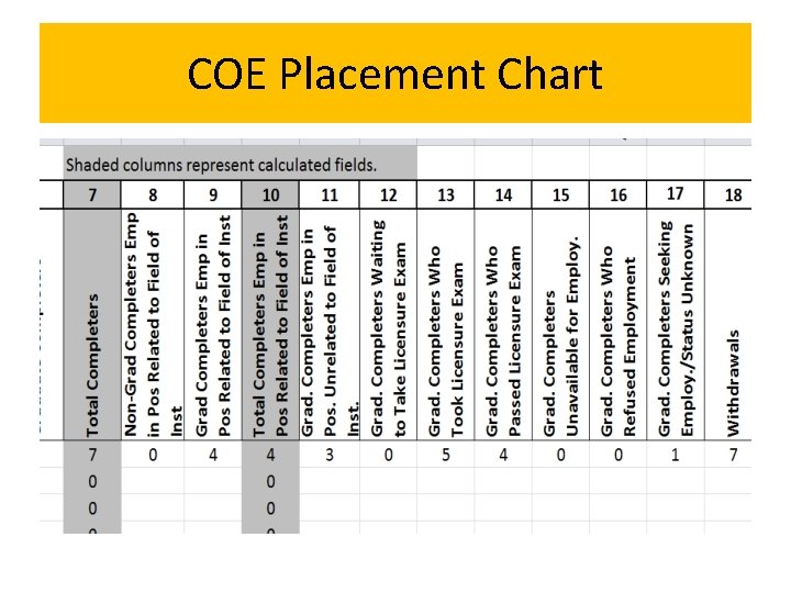 COE Placement Chart 