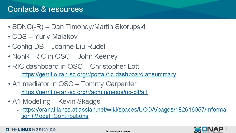 Contacts & resources • SDNC(-R) – Dan Timoney/Martin Skorupski • CDS – Yuriy Malakov