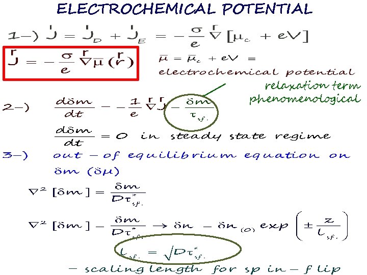 ELECTROCHEMICAL POTENTIAL relaxation term phenomenological 