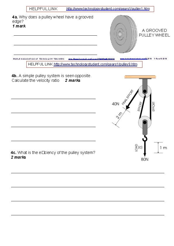 HELPFUL LINK http: //www. technologystudent. com/gears 1/pulley 1. htm 4 a. Why does a