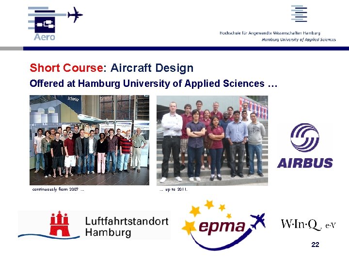 Short Course: Aircraft Design Offered at Hamburg University of Applied Sciences … continuously from