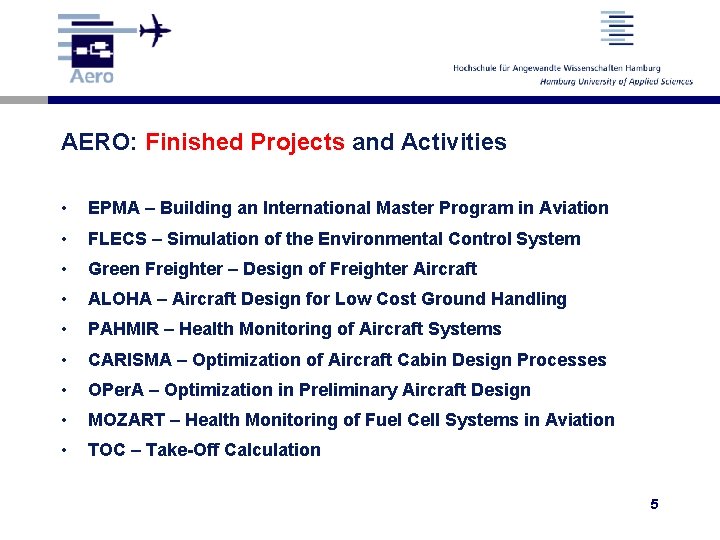 AERO: Finished Projects and Activities • EPMA – Building an International Master Program in