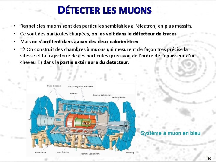 DÉTECTER LES MUONS • • Rappel : les muons sont des particules semblables à