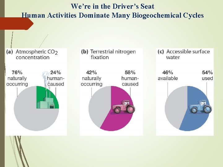 We’re in the Driver’s Seat Human Activities Dominate Many Biogeochemical Cycles 