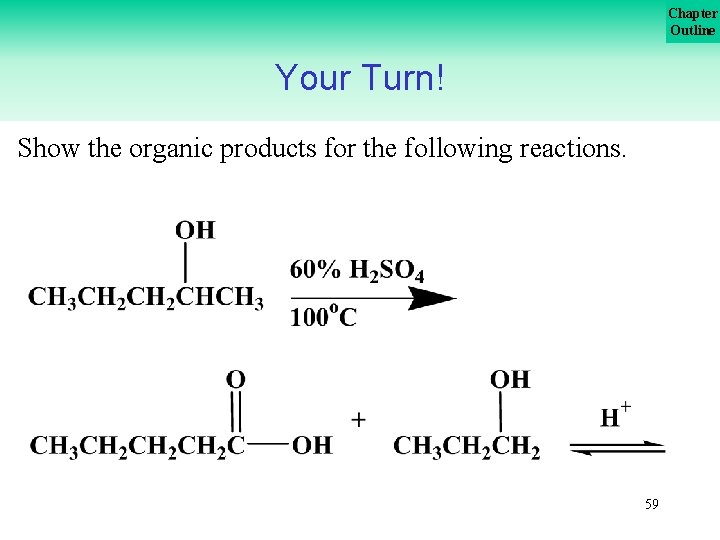 Chapter Outline Your Turn! Show the organic products for the following reactions. 59 