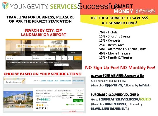 SERVICESSuccessful. SMART MONEY MOVES! TRAVELING FOR BUSINESS, PLEASURE OR FOR THE PERFECT STAYCATION SEARCH