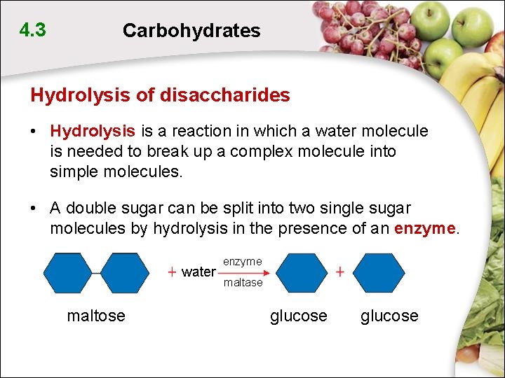 4. 3 Carbohydrates Hydrolysis of disaccharides • Hydrolysis is a reaction in which a 4. 3 Carbohydrates Hydrolysis of disaccharides • Hydrolysis is a reaction in which a