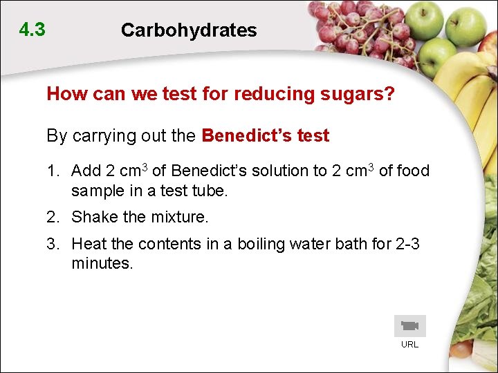 4. 3 Carbohydrates How can we test for reducing sugars? By carrying out the 4. 3 Carbohydrates How can we test for reducing sugars? By carrying out the