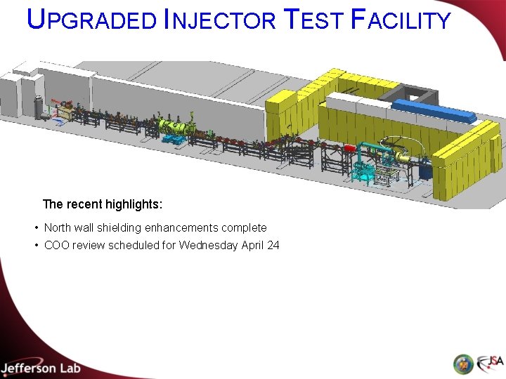 UPGRADED INJECTOR TEST FACILITY The recent highlights: • North wall shielding enhancements complete •