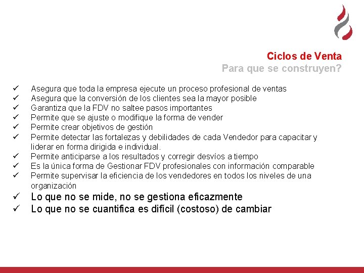 Ciclos de Venta Para que se construyen? ü ü ü ü ü Asegura que