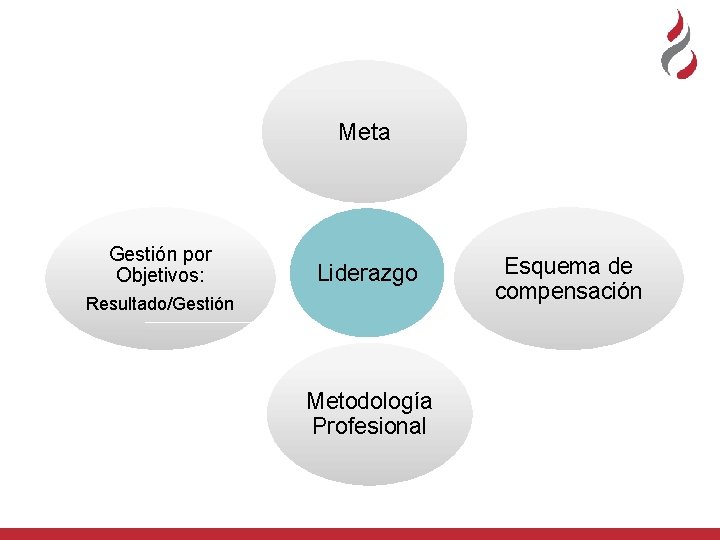 Meta Gestión por Objetivos: Liderazgo Resultado/Gestión Metodología Profesional Esquema de compensación 