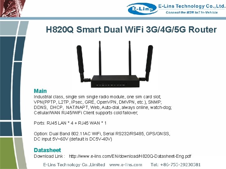 H 820 Q Smart Dual Wi. Fi 3 G/4 G/5 G Router Main Industrial