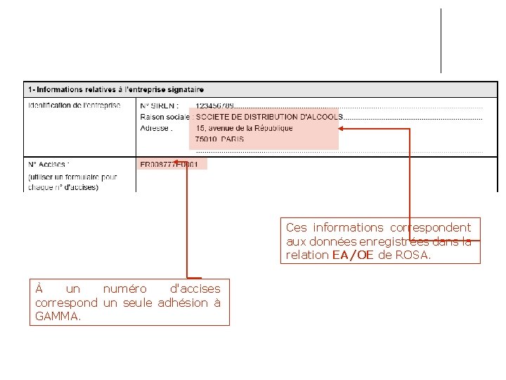 Ces informations correspondent aux données enregistrées dans la relation EA/OE de ROSA. À un Ces informations correspondent aux données enregistrées dans la relation EA/OE de ROSA. À un