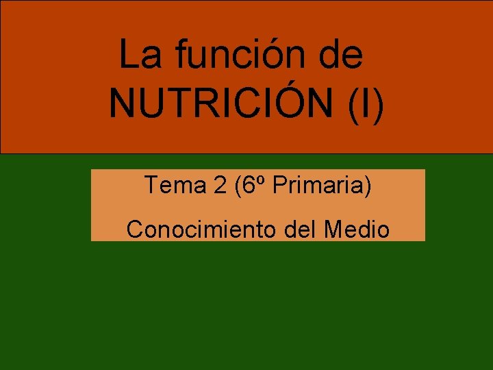 La función de NUTRICIÓN (I) Tema 2 (6º Primaria) Conocimiento del Medio 
