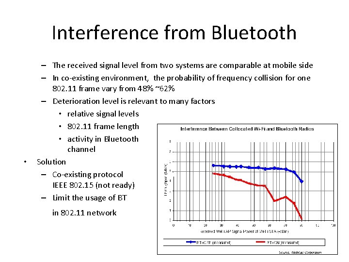 Interference from Bluetooth • – The received signal level from two systems are comparable