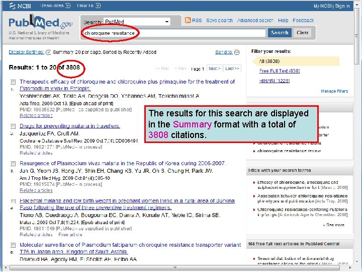 The results for this search are displayed in the Summary format with a total