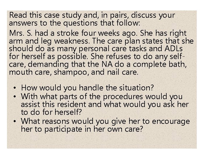 Read this case study and, in pairs, discuss your answers to the questions that
