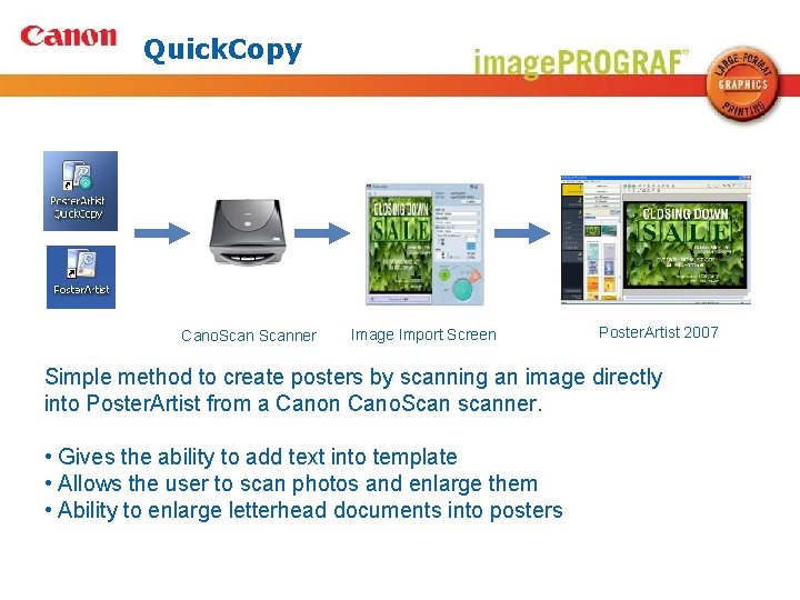 Quick. Copy Cano. Scanner Image Import Screen Poster. Artist 2007 Simple method to create