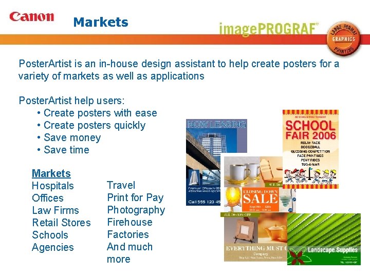 Markets Poster. Artist is an in-house design assistant to help create posters for a