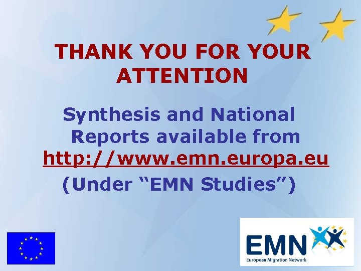 THANK YOU FOR YOUR ATTENTION Synthesis and National Reports available from http: //www. emn.