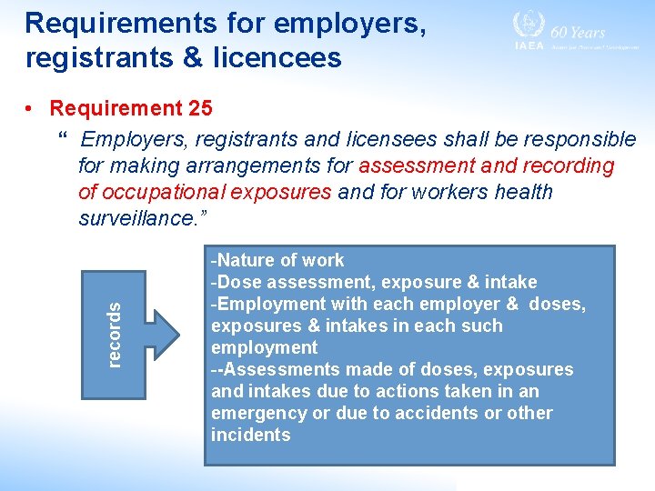 Requirements for employers, registrants & licencees records • Requirement 25 “ Employers, registrants and