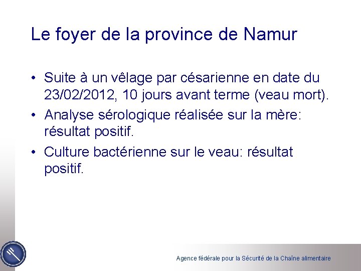 Le foyer de la province de Namur • Suite à un vêlage par césarienne