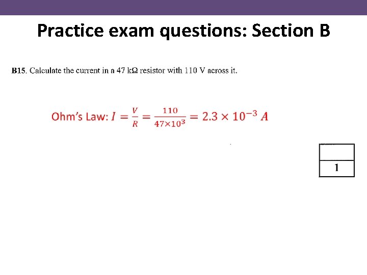 Practice exam questions: Section B 