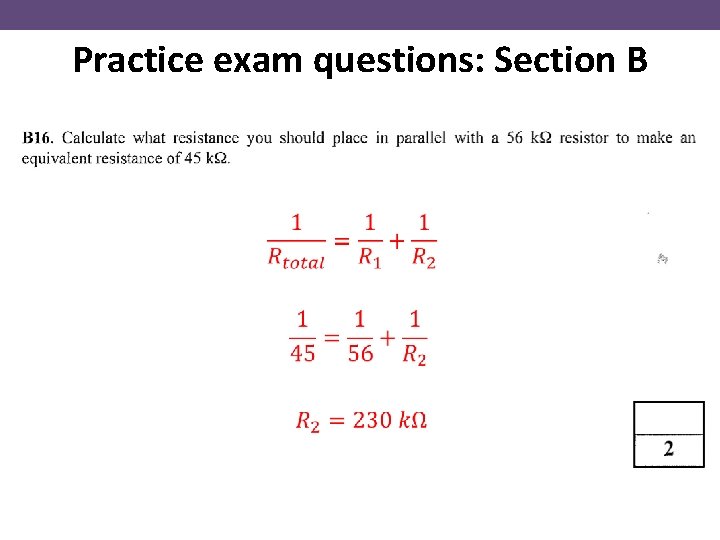 Practice exam questions: Section B 