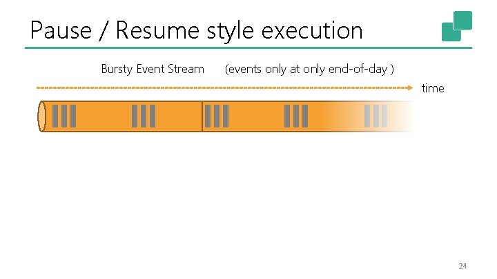 Pause / Resume style execution Bursty Event Stream (events only at only end-of-day )