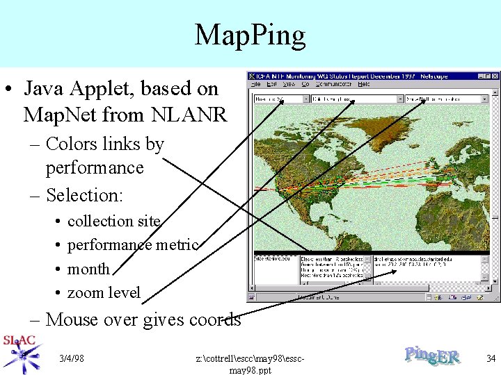 Map. Ping • Java Applet, based on Map. Net from NLANR – Colors links