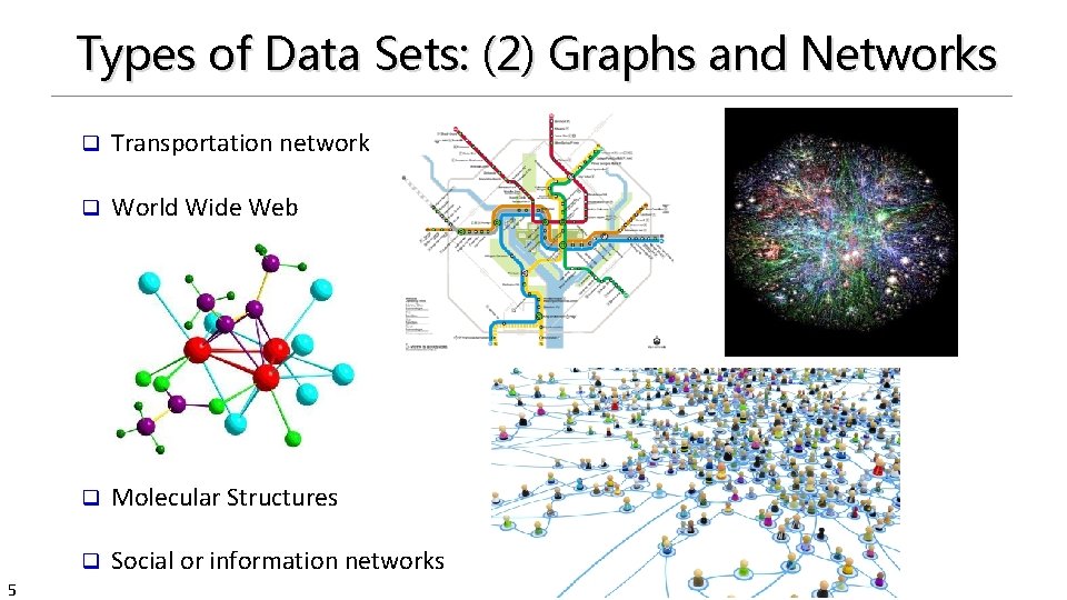 Types of Data Sets: (2) Graphs and Networks 5 q Transportation network q World