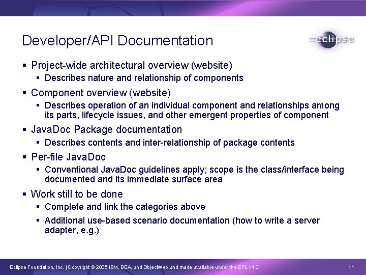 Developer/API Documentation § Project-wide architectural overview (website) § Describes nature and relationship of components