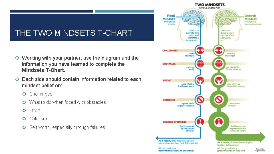 THE TWO MINDSETS T-CHART Working with your partner, use the diagram and the information
