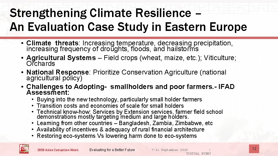 Evaluating for Climate Change Adaptation the critical challenge