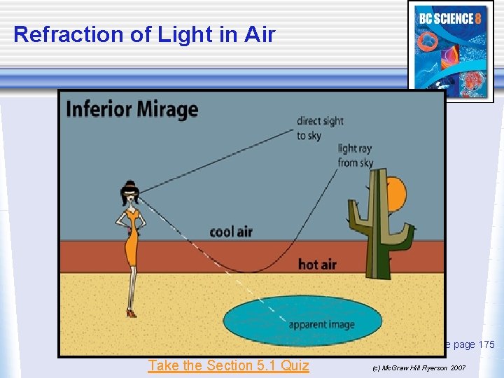 Refraction of Light in Air See page 175 Take the Section 5. 1 Quiz