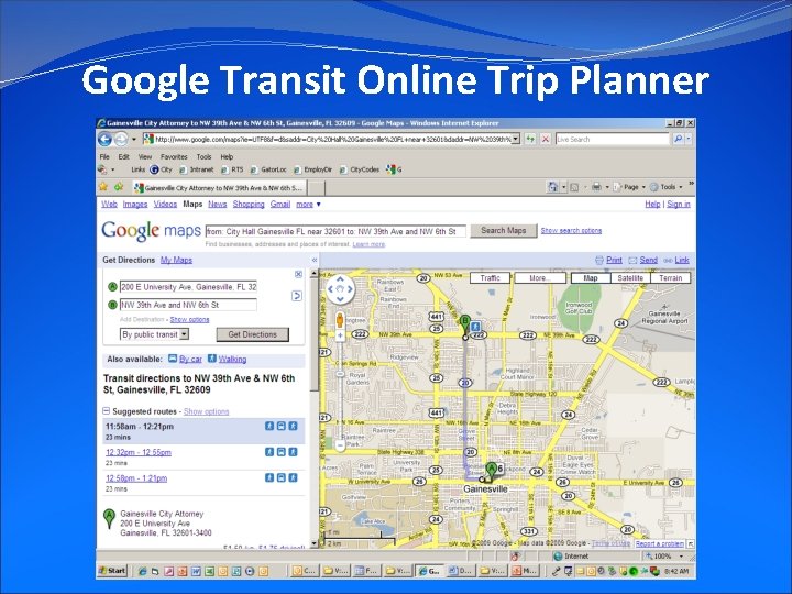 Google Transit Online Trip Planner 